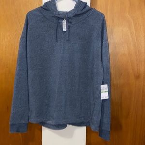 💙NWT RBX Mineral Wash French Terry Split Neck Hoodie W/Pocket